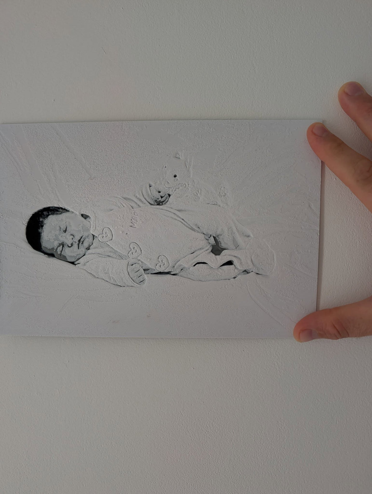 Portrait naissance en relief 3D imprimé en noir et blanc - L'Empreinte