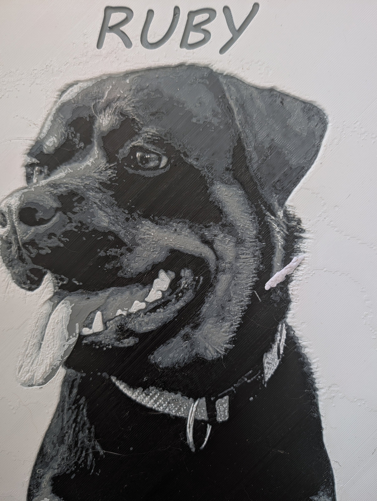 Portrait d'animal en relief 3D imprimé en noir et blanc - L'Empreinte