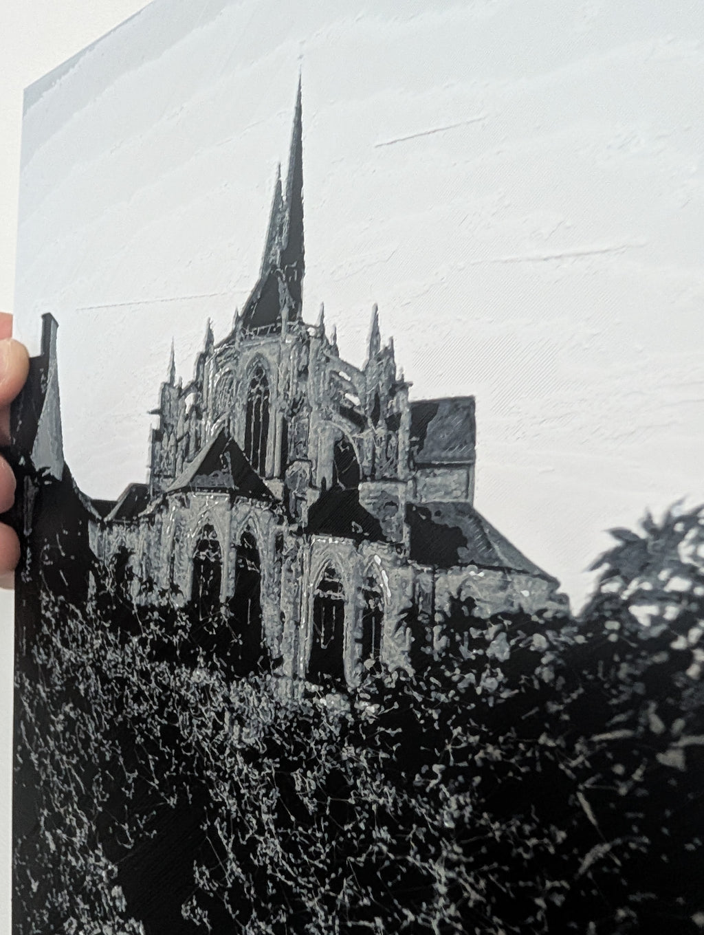 Détail du relief de l'œuvre Abbaye de la Trinité, Vendôme, imprimée en 3D