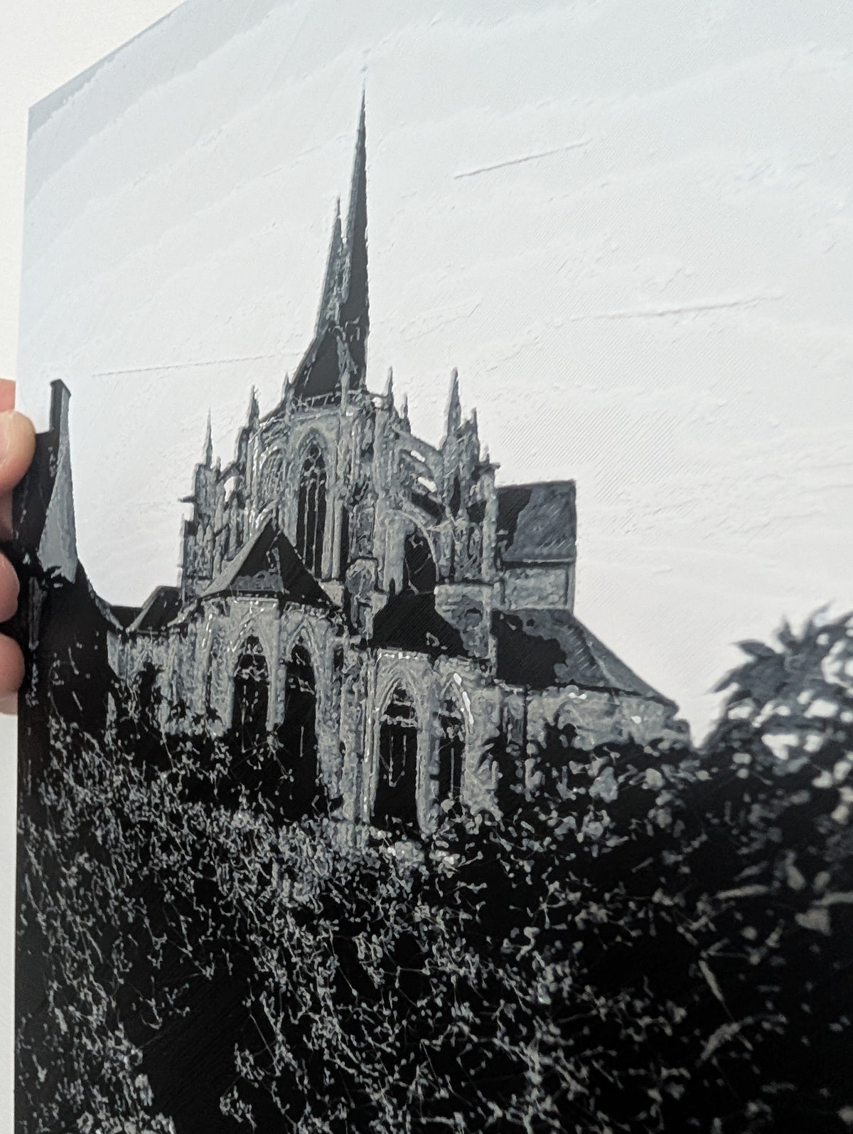 Détail du relief de l'œuvre Abbaye de la Trinité, Vendôme, imprimée en 3D