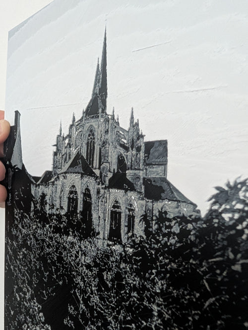Détail du relief de l'œuvre Abbaye de la Trinité, Vendôme, imprimée en 3D