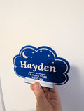 Plaque de naissance nuage personnalisée avec prénom, date et poids en relief - L'Empreinte