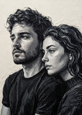 Portrait duo en relief 3D imprimé en noir et blanc - L'Empreinte